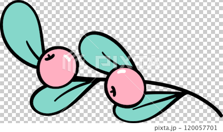 Coquette Christmas Pink Holly Mistletoes with leaves doodle lined pastel Coquette Christmas Pink Holly Mistletoes with leaves doodle lined pastel 120057701