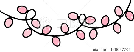 Preppy Coquette Christmas Pink Lights string Garland ornament ball doodle lined pastel Preppy Coquette Christmas Pink Lights string Garland ornament ball doodle lined pastel 120057706