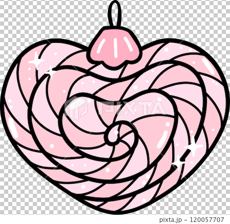 Preppy Coquette Christmas Pink swirl Heart shape ornament ball doodle lined pastel Preppy Coquette Christmas Pink swirl Heart shape ornament ball doodle lined pastel 120057707