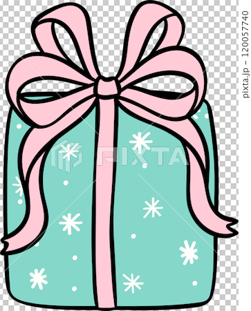 Mint Pastel Coquette Christmas Present Gift Box Hand drawn doodle lined Mint Pastel Coquette Christmas Present Gift Box Hand drawn doodle lined 120057740