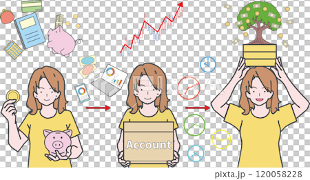 長期投資で資産形成する女性のイメージ 120058228
