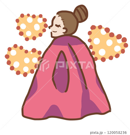 よもぎ蒸しをしている女性湯気が出ている よもぎ蒸しをしている女性湯気が出ている 120058236