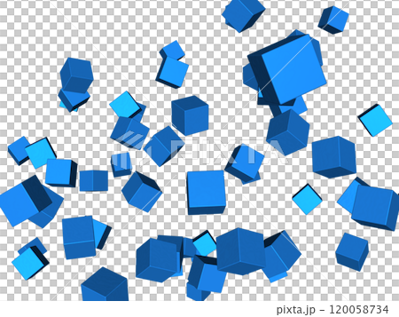 Background illustration with floating blue cubes Background illustration with floating blue cubes 120058734