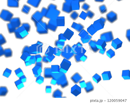 青い立方体が浮かぶ背景イラスト 120059047