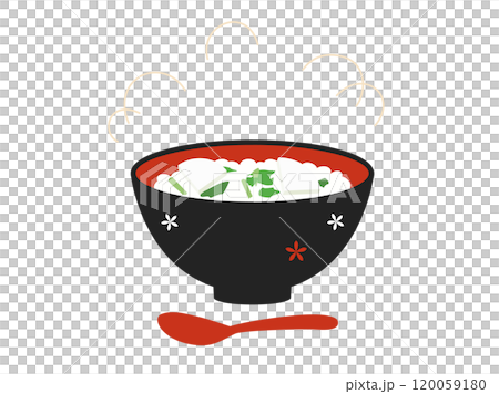 Illustration of Nanakusa-gayu with spoon 120059180