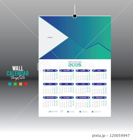 12 month 2025 wall vector calendar design 120059947