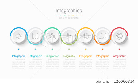 Infographic 7 options design elements for your business data. Vector Illustration. 120060814