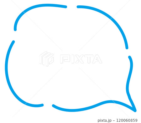 ふわふわ吹き出しイラスト青 ふわふわ吹き出しイラスト青 120060859