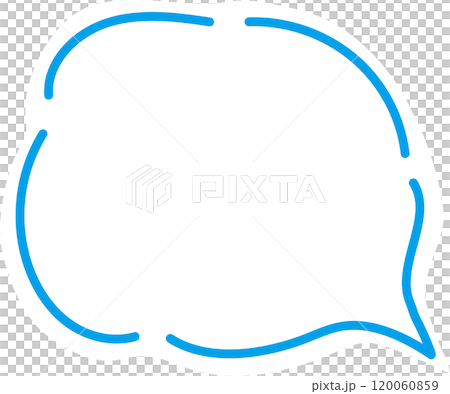 ふわふわ吹き出しイラスト青 ふわふわ吹き出しイラスト青 120060859