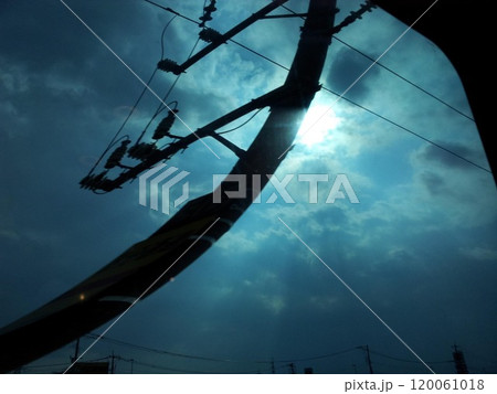 走る車窓から見えた電信柱と空 走る車窓から見えた電信柱と空 120061018