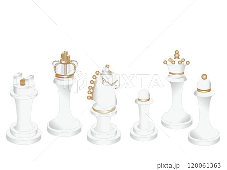 白いチェスの駒～全6種 120061363