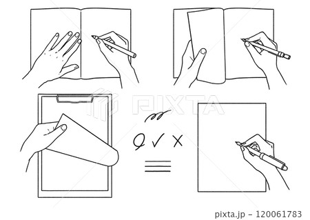 書く手、めくる手（俯瞰・線画のみ） 120061783