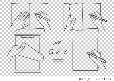 書く手、めくる手（俯瞰・線画のみ） 120061783