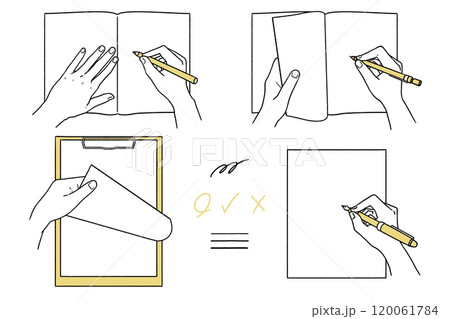 書く手、めくる手（俯瞰） 120061784