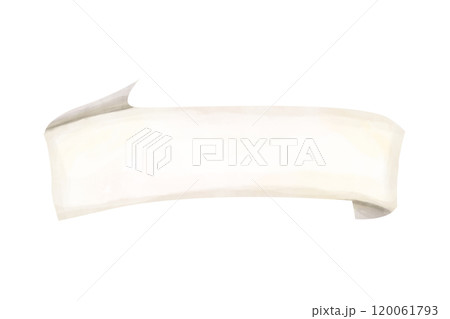Illustration Watercolor Banner Paper Scroll Antique Monochrome. Digital Clipart Vintage for Printing and Web 120061793