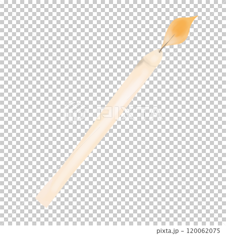 Long burning candle beige color, color digital illustration for printing and web use	 120062075