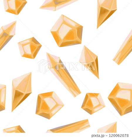 Seamless Pattern Illustration with Golden Shiny Crystals, for Printing and Web Design 120062078