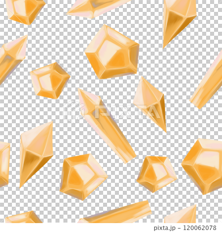 Seamless Pattern Illustration with Golden Shiny Crystals, for Printing and Web Design 120062078