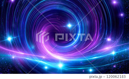 Abstract cosmic landscape featuring neon hues of blue, purple, and pink, with luminous stars and swirling energy fields creating an ethereal glow, space scene captures the beauty, science, astronomy 120062183