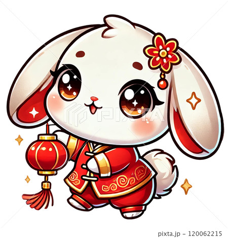 Cute rabbit character celebrating traditional festivals. Happy Chinese New Year 120062215