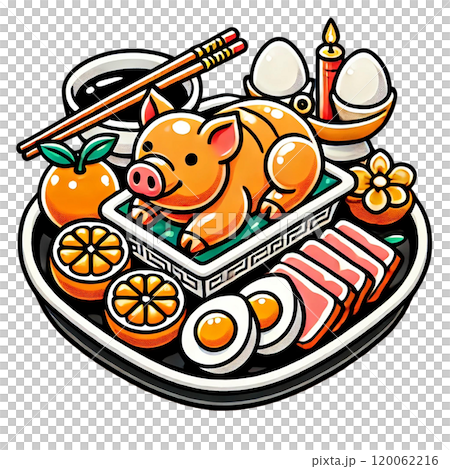 Delicious and colorful Asian-inspired food platters. Happy Chinese New Year Delicious and colorful Asian-inspired food platters. Happy Chinese New Year 120062216