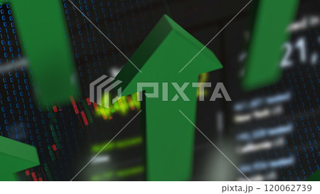 The Green arrow up on Business background 3d rendering. The Green arrow up on Business background 3d rendering. 120062739