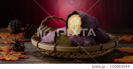 秋の味覚 焼き芋 （ さつまいも ） 120063044