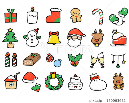 クリスマス素材セット 手書き クリスマス素材セット 手書き 120063681