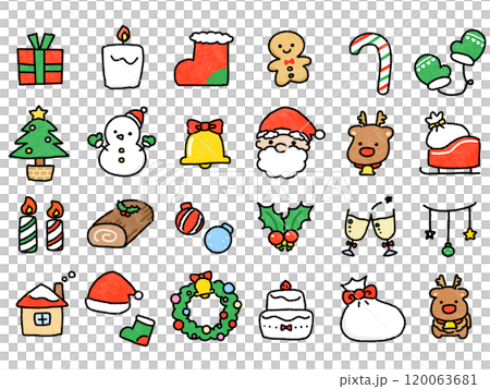 クリスマス素材セット 手書き クリスマス素材セット 手書き 120063681