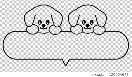 Outlines of text bubble with puppy png for kid colouring book, art, painting, name tag, cartoon, chatting, character, comic, text, message, dialogue, sticker, pet shop, vet, animal, dog lover, foster 120064671