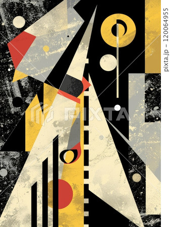 Abstract Geometric Art with Bold Shapes and Contrasting Colors in a Modern Style 120064955
