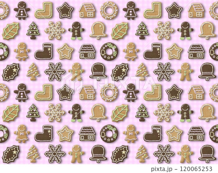 クッキーのシームレスパターン〈立体・影付き〉　F-6' 120065253