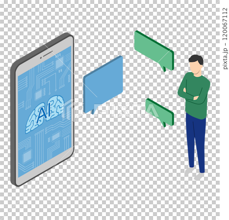 A man talking to an AI chat 120067112