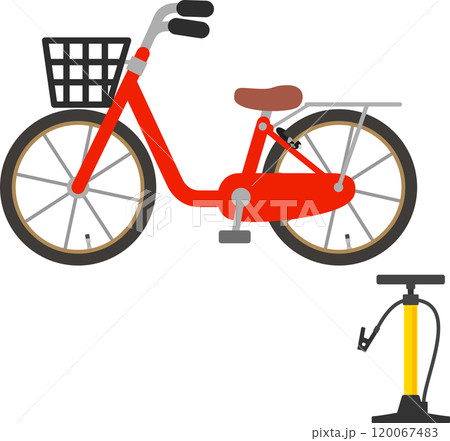 自転車と空気入れ 120067483