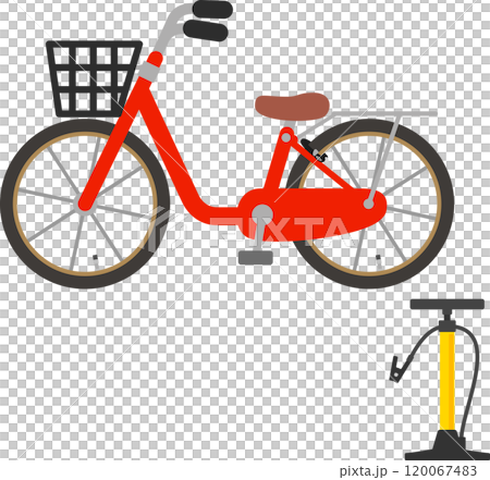 自転車と空気入れ 120067483
