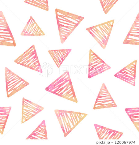 手描き風の三角形・シームレスパターン（ピンク） 120067974