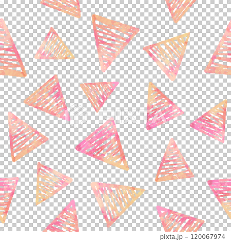 手描き風の三角形・シームレスパターン（ピンク） 120067974