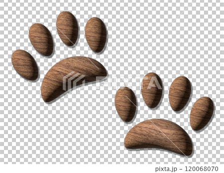 A set of plump brown wooden paws A set of plump brown wooden paws 120068070