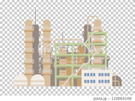 Vector illustration of a large factory in a petrochemical complex that supports industry Vector illustration of a large factory in a petrochemical complex that supports industry 120068106