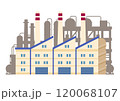 産業を支えるコンビナート地帯の大規模工場をイメージしたベクターイラスト素材 120068107