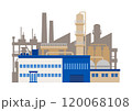 産業を支えるコンビナート地帯の大規模工場をイメージしたベクターイラスト素材 120068108