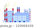 産業を支えるコンビナート地帯の大規模工場をイメージしたベクターイラスト素材 120068109