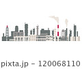 産業を支えるコンビナート地帯の大規模工場をイメージしたベクターイラスト素材 120068110