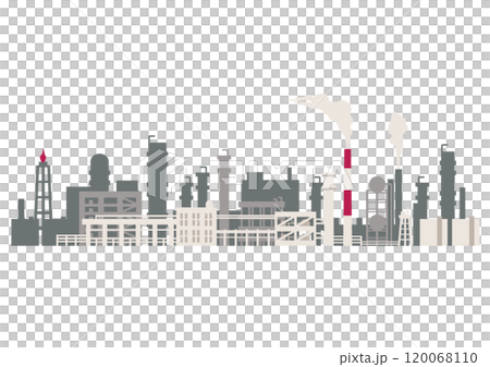 Vector illustration of a large factory in a petrochemical complex that supports industry 120068110