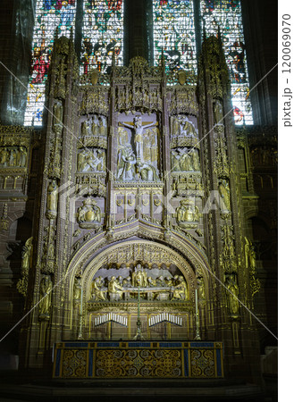 The High Golden Altar inside of the Anglican Cathedral Liverpool. The High Golden Altar inside of the Anglican Cathedral Liverpool. 120069070