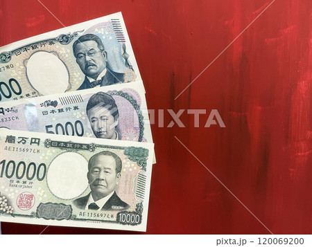new design japanese money on the red background new design japanese money on the red background 120069200