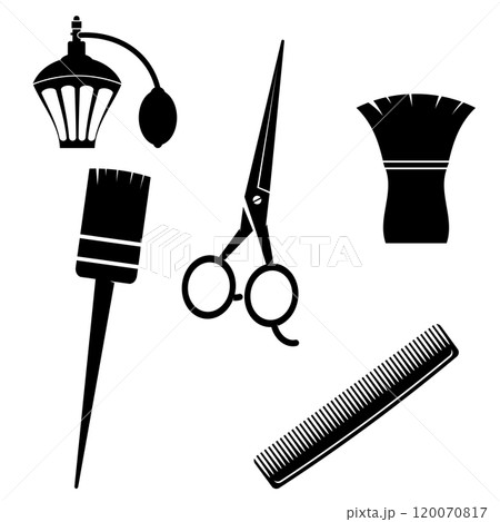 Vector Silhouettes of hairdressing accessories isolated on white background. Vector Silhouettes of hairdressing accessories isolated on white background. 120070817