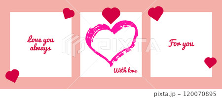 Valentines Day mockup scrapbook on pink wall for flyer store social media banner. Playful Design. Vector illustration. Valentines Day mockup scrapbook on pink wall for flyer store social media banner. Playful Design. Vector illustration. 120070895