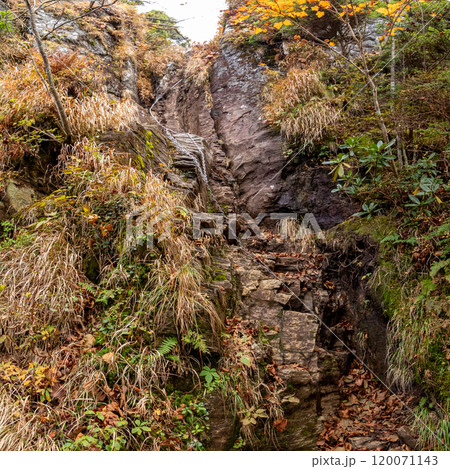 武尊山の登山道にある鎖場 120071143