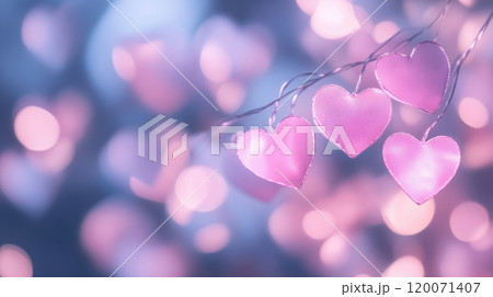 Pink heart shaped lights on delicate string...のイラスト素材 [120071407] - PIXTA